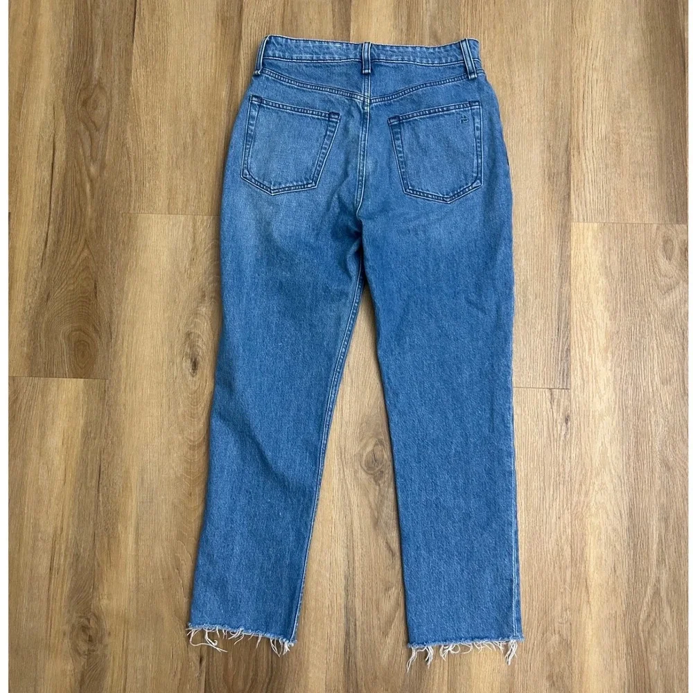 Rag & Bone Nina High-Rise Ankle Cigarette Jeans Poppy Blue Raw Hem  27